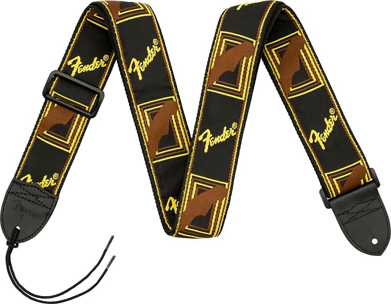 Fender 2 Inch Monogrammed Guitar Strap, Black/Yellow/Brown image 1
