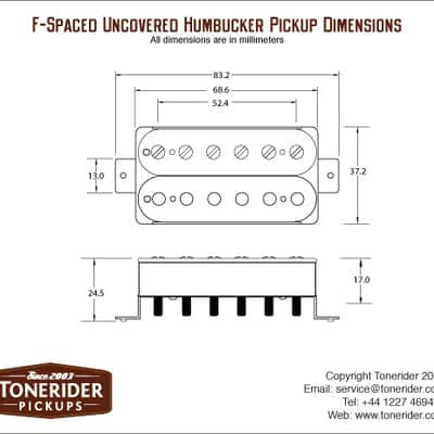 Tonerider Alnico 8 Octane Humbucker Pickup Bridge White (F spaced) image 3