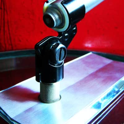 Vintage 1950's Shure 777 / 777S satin chrome crystal microphone harp mic Hi Z w mic clip and Ampex stand PROP REPAIR image 10
