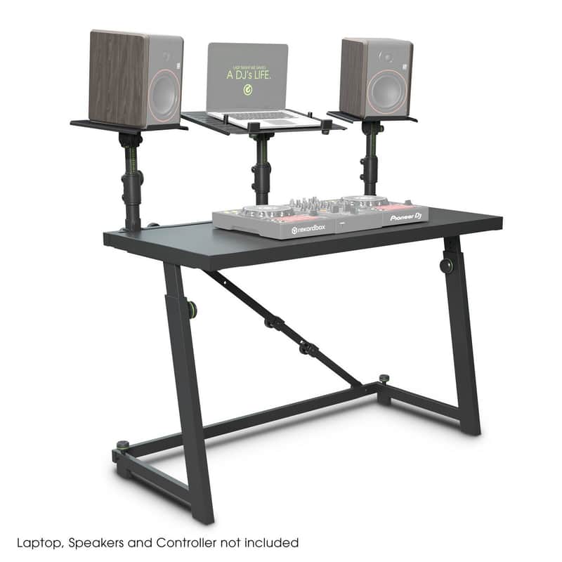 Gravity FDJT 01 DJ Desk with Adjustable Loudspeaker and Laptop Trays image 1