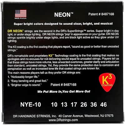 DR Strings NYE-10 Hi-Def Neon Electric Guitar Strings. Yellow 10-46 image 3