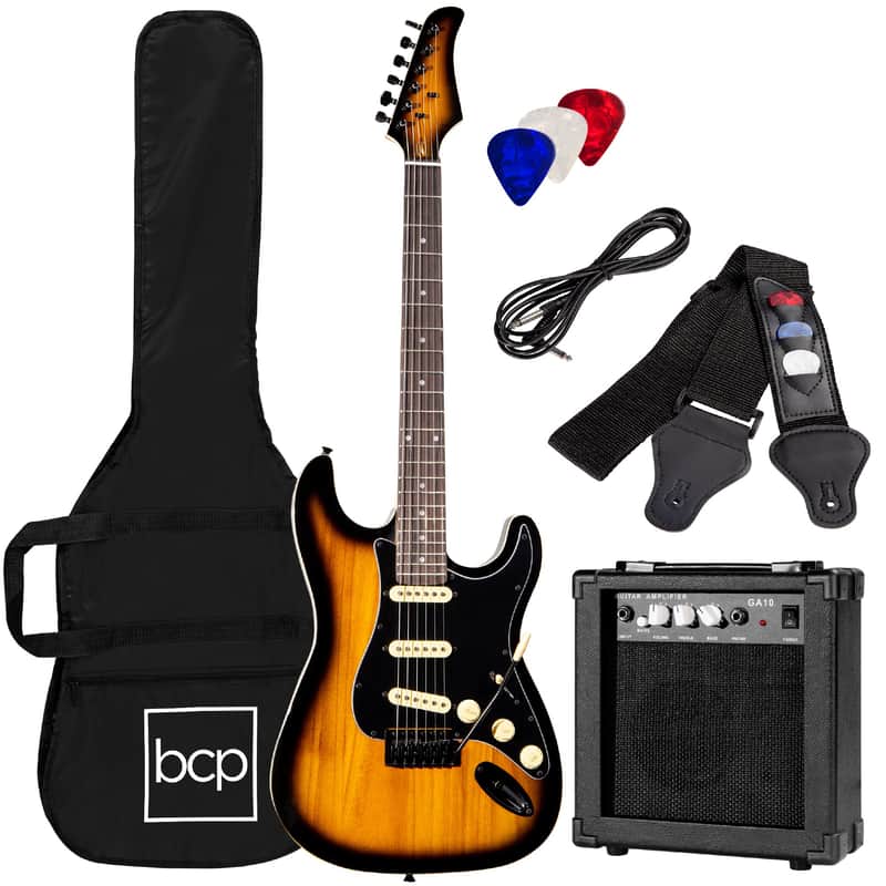 Best Choice Products Beginner Electric Guitar Kit w/ Case, 10W Amp, Tremolo Bar - 39in-Sunburst image 1
