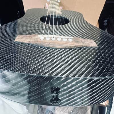 KLOS Carbon Fiber Travel Acoustic Guitar w/ Padded Case – Black – Used image 6