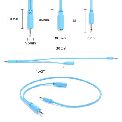 ExcelValley [6A-Pack | 90 cm - 35.43"] Hopscotch Mono Splitter Y Patch Cables TS 3.5mm 1/8" Eurorack Synth image 2