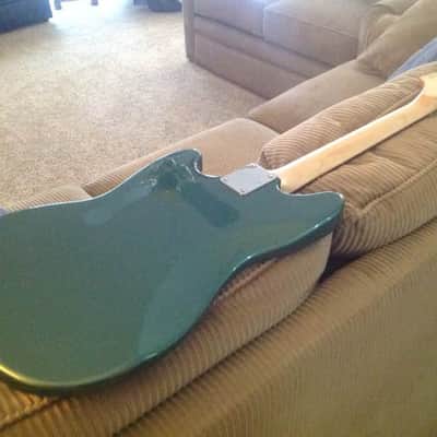 Mustang Partscaster w/ Olympic White Stripes in Dark Metallic Green image 6