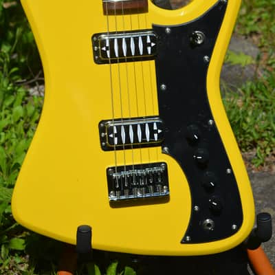 2023 Airline Bighorn Guitar in a TV Yellow finish w/New Black Dunlop Straploks & comes in a New Black Gator Hardshell Case ~ As New ! image 2