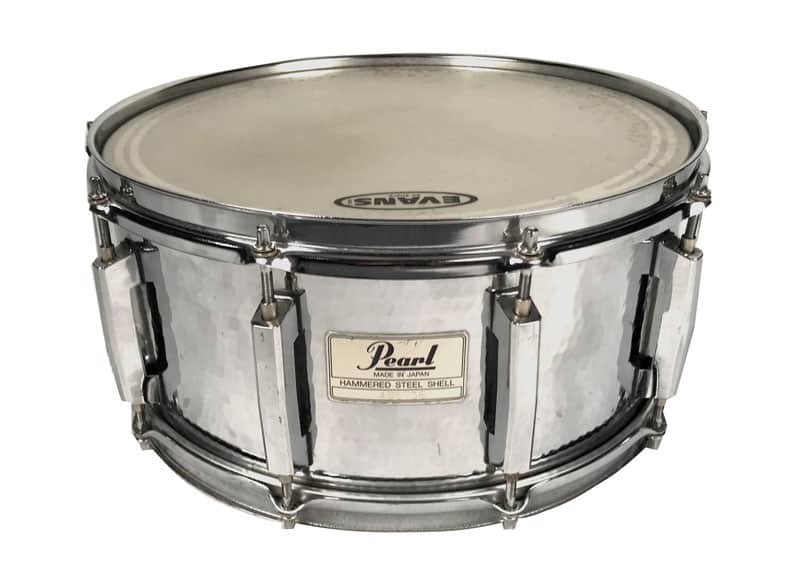 Pearl 14 x 6.5 Hammered Steel Snare Drum Made in Japan image 1