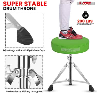 5 Core Drum Throne 3" Padded Drum Seat Height Adjustable Drumming Chair for Practice and Performance image 6