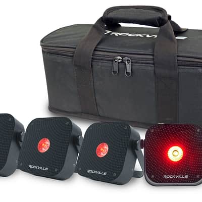 Rockville 4 PACK MINI RF1 V3 Black Rechargable DJ Par Wash Up Lights+Bag+RF+APP image 1