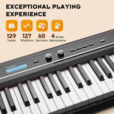 88-Key Digital Piano Keyboard - Semi Weighted Electric Piano for Beginners with Double X-shaped Stand 3 Pedals and a Sheet Music Holder image 2
