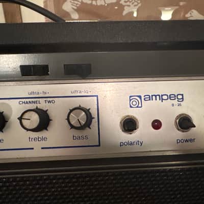 Ampeg '69-'70 - Blue line 55W tube 2ch amp with Ampeg 4x12 cab, dolly & original head cover image 3