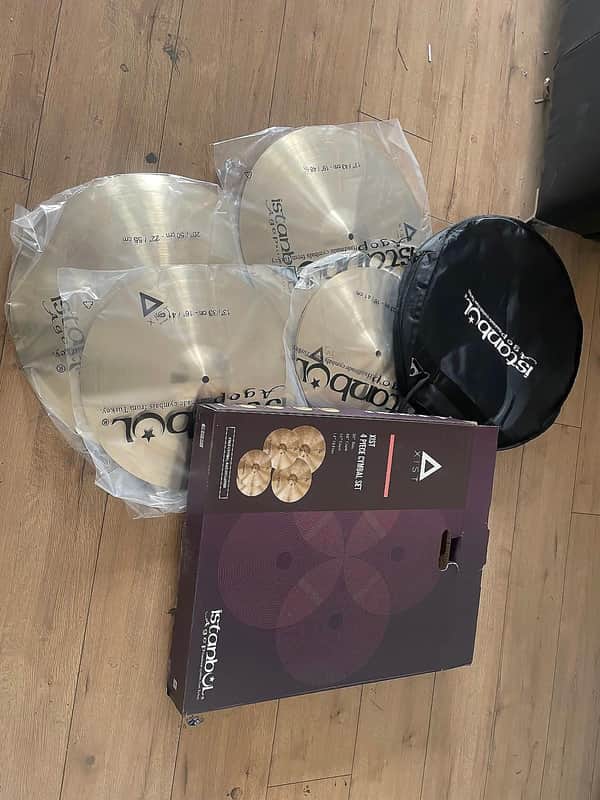 Istanbul Agop Xist Natural Cymbal Set 14" Hi-Hats, 16" 18" Crashes + 20" Ride + Soft Bag image 1