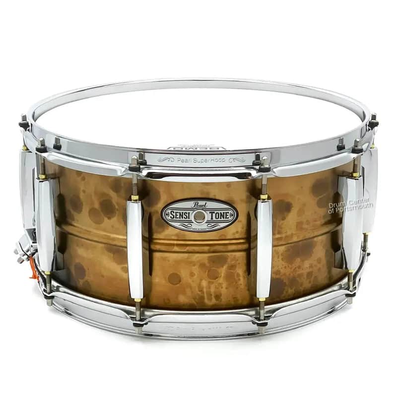 Pearl Sensitone Raw Brass Snare Drum 14x6.5 image 1