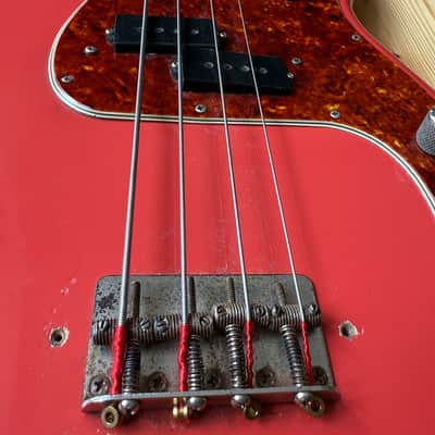 1963 Fender Precision Bass Guitar Fiesta Red image 11