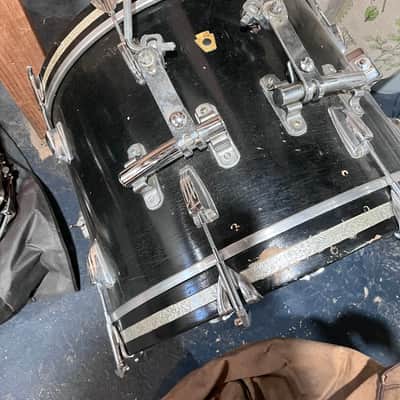 Ludwig No. 988 Downbeat Outfit 8x12 / 14x14 / 14x20" Drum Set with Keystone Badges 1968 - 1969 - Black Duco Lacquer image 6