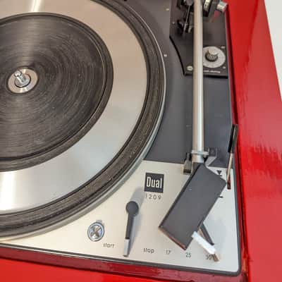 Dual 1209 Idler Drive Turntable - Serviced & Lubricated - Custom Red Plinth - w/ Shure M71 & Dual TVV46 Preamp image 13