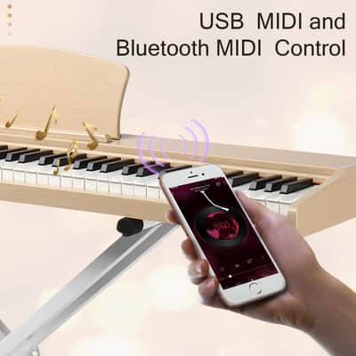 Ukscs 88 Key Full Size Semi-Weighted Standard Keyboards Wooden Digital Piano with MIDI Bluetooth, Triple Pedals，Headphone and other accessories image 6