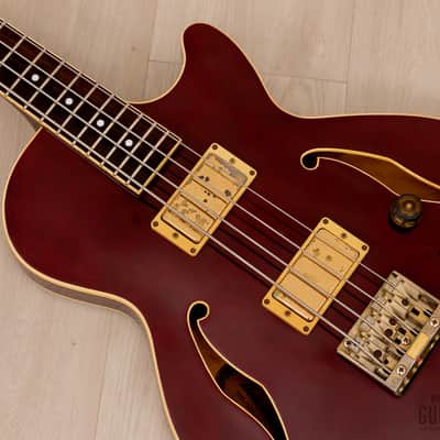 1988 Ibanez AB200 Artstar Vintage Semi-Hollow Bass Wine Red image 8