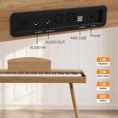 Ukscs 88 Key Standard Full Weighted Keyboards Digital Piano with Metal Stand, Power Adapter, Triple Pedals, Headphone,for All Experience Natural Wood color image 5