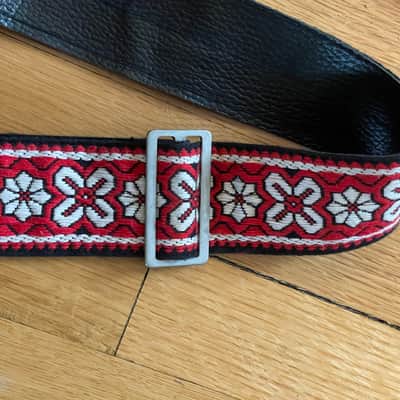 NEAR-MINT vintage 1960's ACE Bob Dylan hendrix clapton guitar strap rare red floral kurt cobain hootenanny image 1