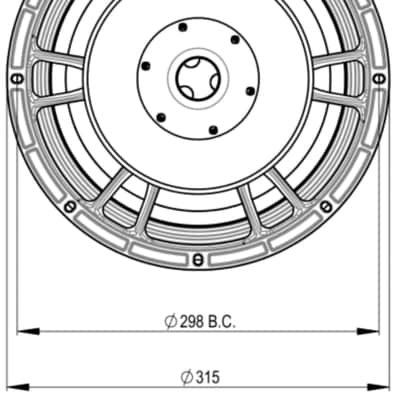 B&C 12FW88 12" Midrange Speaker / Woofer 1400 Watts, 8-Ohms, 97 dB, 50 Hz to 3000 Hz, Waterproof Front Side image 4