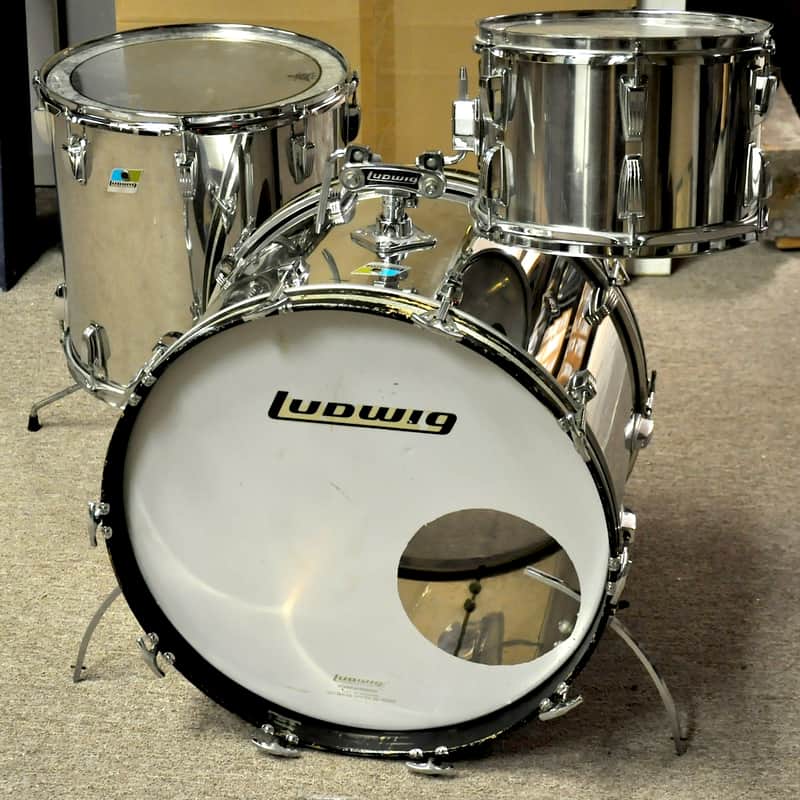 Ludwig Stainless Steel 12/16/22 3pc Kit 70s Stainless Steel image 1