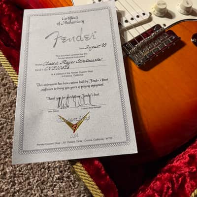 Fender 1999 Custom Shop Classic Player Stratocaster V- Neck - Aged Cherry Sunburst image 18