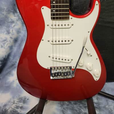 2002 Samick Greg Bennett Design MB1 Candy Apple Red New Strings Pro Setup Original Hard Shell Lightweight Case image 2