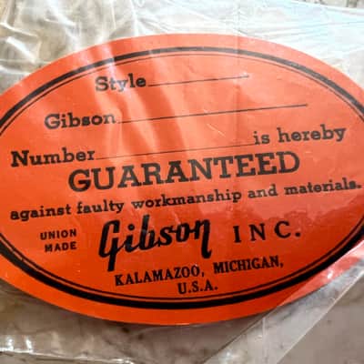 Gibson 1960s blank NOS Orange Soundhole Label Union Made image 10