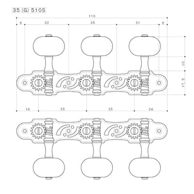 Gotoh 35G510CMG Classical Machine Heads Set of 3 + 3 image 2