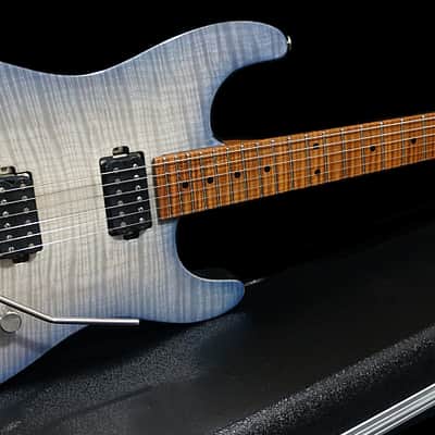 Preowned 2019 Luxxtone Guitars El Machete Geode in Gloss Blue Flame Top w/ Roasted Flame Maple Neck image 4