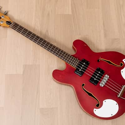 1960s Mosrite Celebrity Vintage 25" Short Scale Hollowbody Bass Cherry, USA-Made image 12