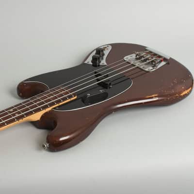 Fender  Mustang Solid Body Electric Bass Guitar (1975), ser. #551821, black tolex hard shell case. image 7