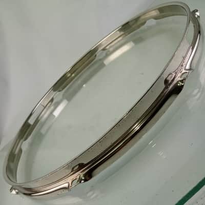 Ludwig 14" NOB Triple-Flange Snare Drum Resonant Nickel-BRASS Rim/Hoop 8-Lug 60s image 4