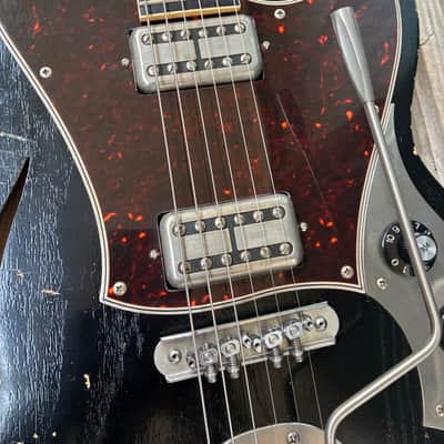 Novo Miris J 2024 Lollar 24.75 Scale Stainless Steel Jumbo Frets Bull Black over 64 burst ebony image 6