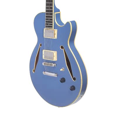 D'Angelico DAESSTSLBSNS EXCEL SS TOUR Single Cutaway Semi-Hollow Body 3 Piece Maple/Walnut/Maple Neck 6-String Electric Guitar w/Gig Bag image 3