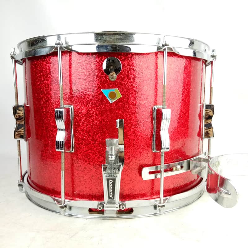 Ludwig 10x14"Red Sparkle Snare Drum Vintage70s Steel Hoops Marching/Parade Maple image 1
