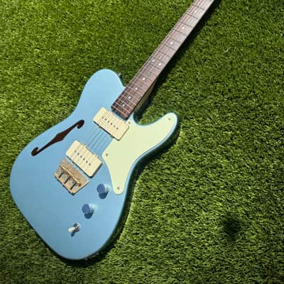 Squier FSR Thinline Cabronita, Ice Blue Metallic w/Matching Headstock & Upgrades, Paranormal Fender Telecaster image 11