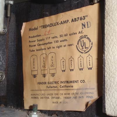Fender Tremolux 2-Channel 35-Watt 2x10" Piggyback Guitar Amp 1963 - 1965 - Black Panel image 22