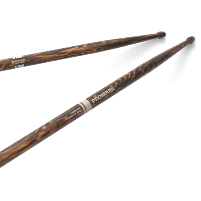 Promark Rebound 5AB FireGrain Hickory Acorn Wood Tip Drumsticks image 1