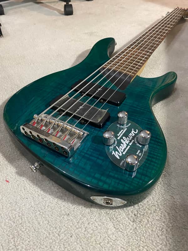WashBurn BANTAM XB - 600 1994 - 1998 - TRANSPARENT GREEN 6 String image 1