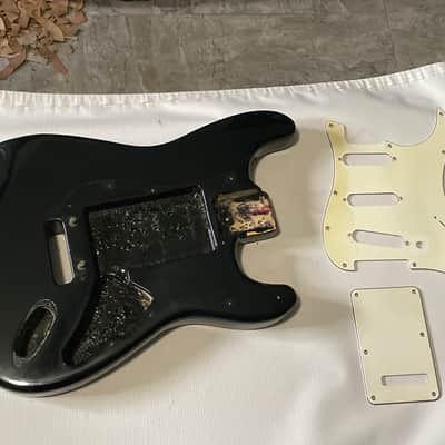 1990 USA Fender American Stratocaster Black Guitar Body 2 Post Tremolo Ready image 1