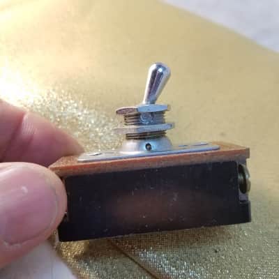 Bell & Howell Vintage panel mount metal toggle switch DPST On-Off 4 contact terminal 117V hi-current USA 1950s - silver and black image 1