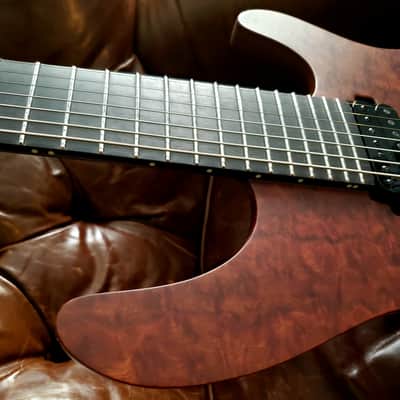 Used One Owner Mayones 2022 Regius 7 26.5" Camphor Burl top, No Binding, Exotic I neck, TEW body, Bare Knuckle Pickups Unity image 4