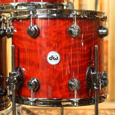 Used DW Collector's Maple Candy Apple Red over Redwood Stump Drum Set - 22,10,12,14,16,14sn image 6