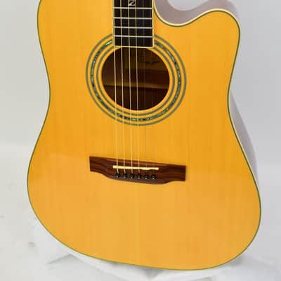Zager ZAD-50CE Easy Play Acoustic Electric Guitar, Natural w/ Case image 4