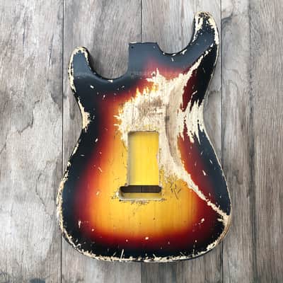 FRANCHIN Mercury guitar body Heavy Relic Aged 3-Color Sunburst 100% Nitro Lacquer SSS Poplar Stratocaster-Strat-S-Style Made in Italy - Stock piece #23370826 image 9