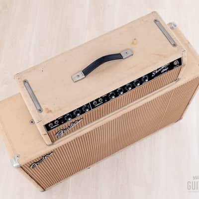 1963 Fender Dual Showman Pre-CBS Vintage Blonde Black Panel Piggyback Tube Amp w/ 7355 Tubes, JBL D130 Speakers image 4