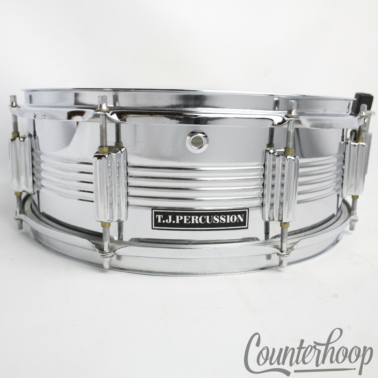 T.J. Percussion 14x5" Snare Drum Steel Shell 8-Lug 5-Line Muffler Triple-Flanged — main photograph