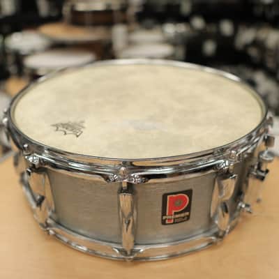 Vintage 1970s Premier Hi-Fi  5x14" Brushed Chrome over Aluminum Snare Drum (Made in England) image 2
